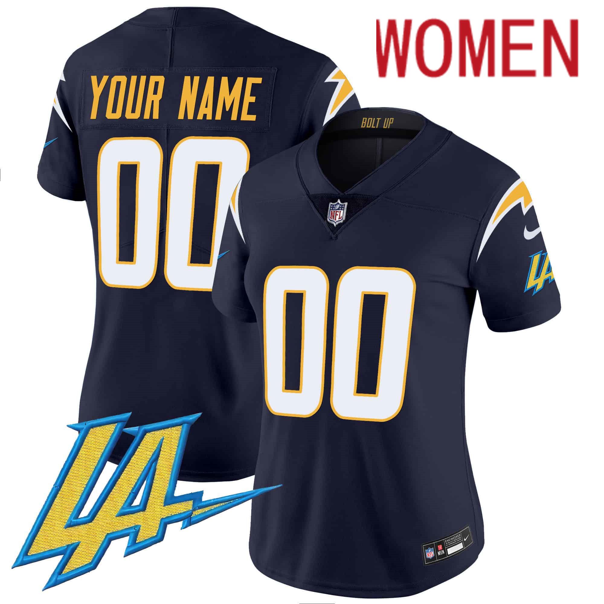 Women Los Angeles Chargers Drak Blue 2024 Nike Vapor Limited Custom NFL Jersey